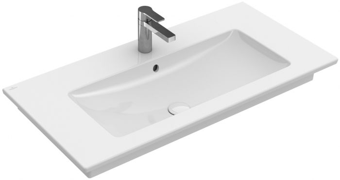 Umywalka ceramiczna VILLEROY & BOCH Venticello meblowa z otworem z przelewem 3 otwory (1 środkowy wybity) 800 x 500 x 165 mm weiss alpin z powłoką CeramicPlus | 41048LR1