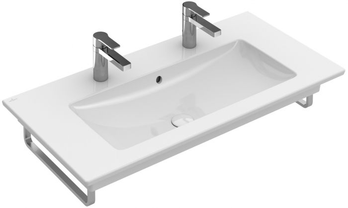 Umywalka ceramiczna VILLEROY & BOCH Venticello meblowa prostokątny 2-otworowa z przelewem 1000 x 500 mm weiss alpin z powłoką CeramicPlus  | 4104AKR1