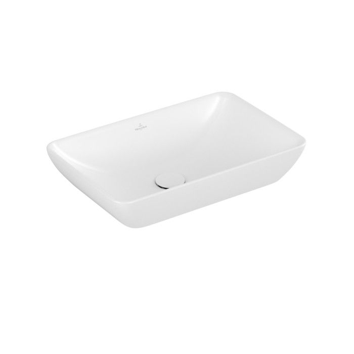 Umywalka ceramiczna VILLEROY & BOCH Venticello nablatowa bez otworu z przelewem 550 x 360 x 180 mm stone white z powłoką CeramicPlus | 411355RW