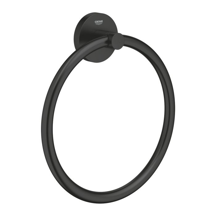 Wieszak na ręcznik możliwość przykręcania (przy użyciu wkrętów i kołków) lub klejenia (GROHE QuickG GROHE Start matte black ukryte mocowanie | 411742430
