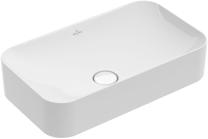 Umywalka ceramiczna VILLEROY & BOCH Finion nablatowa prostokątny bez otworu bez przelewu bez miejsca na armaturę 600 x 350 mm weiss alpin z powłoką CeramicPlus | 414361R1