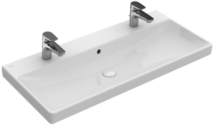 Umywalka ceramiczna VILLEROY & BOCH Avento meblowa prostokątny 2-otworowa z przelewem 1000 x 470 mm weiss alpin z powłoką CeramicPlus | 4156A4R1