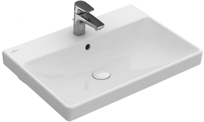 Umywalka ceramiczna VILLEROY & BOCH Avento meblowa prostokątny z otworem z przelewem 650 x 470 mm weiss alpin z powłoką CeramicPlus | 415865R1