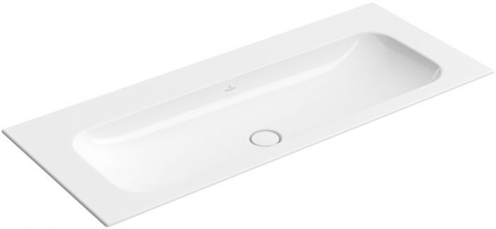 Umywalka TitanCeram VILLEROY & BOCH Finion meblowa prostokątny bez otworu bez przelewu z korkiem z niezamykanym odpływem 1200 x 500 mm weiss alpin z powłoką CeramicPlus | 4164C3R1