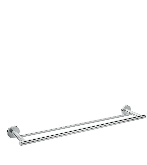 Wieszak na ręcznik kąpielowy podwójny ścienny HANSGROHE Logis Universal mosiężny 600 x 127 mm chrom | 41712000