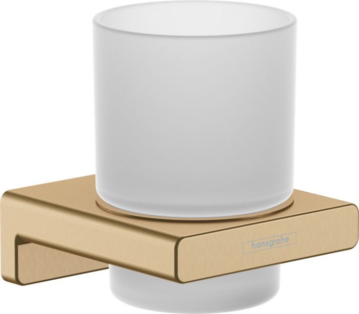 Kubek ścienny HANSGROHE AddStoris na szczoteczki do zębów szkło matowe 68 x 62 mm brąz szczotkowany z materiałem montażowym | 41749140