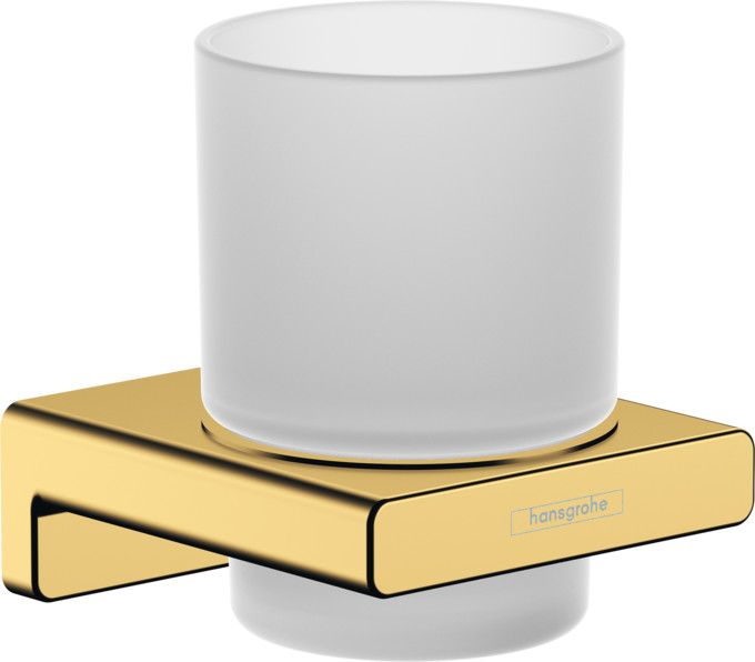Kubek ścienny HANSGROHE AddStoris na szczoteczki do zębów szkło matowe 68 x 62 mm złoty optycznie polerowany z materiałem montażowym  | 41749990