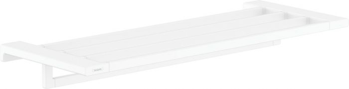 Półka na ręczniki ścienny z wieszakiem na ręcznik HANSGROHE AddStoris kryte mocowanie metalowy 648 x 248 mm (długość użytkowa 588 mm) biały mat w komplecie elementy montażowe  | 41751700