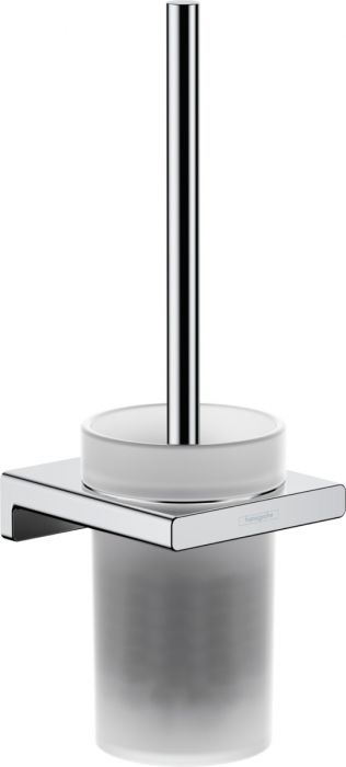 Szczotka toaletowa ścienna kryte mocowanie HANSGROHE AddStoris z wyjmowaną wkładką ze szkła matowego metalowa 105 x 218 mm chrom | 41752000