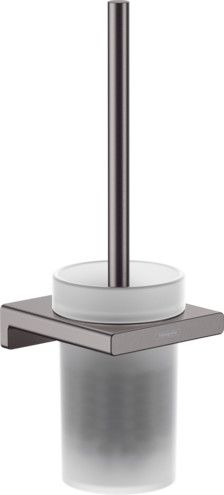 Szczotka toaletowa kryte mocowanie, ścienna HANSGROHE AddStoris z wyjmowaną wkładką ze szkła matowego metalowa 105 x 342 mm, rozstaw otworów 26 mm czarny chrom szczotkowany z materiałem montażowym | 41752340