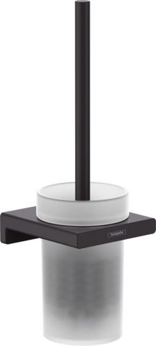 Szczotka toaletowa kryte mocowanie, ścienna HANSGROHE AddStoris z wyjmowaną wkładką ze szkła matowego metalowa 105 x 342 mm czarna mat z materiałem montażowym | 41752670
