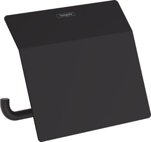 Uchwyt na papier toaletowy ścienny z osłoną HANSGROHE AddStoris kryte mocowanie metalowy 153 x 86 mm czarny mat | 41753670