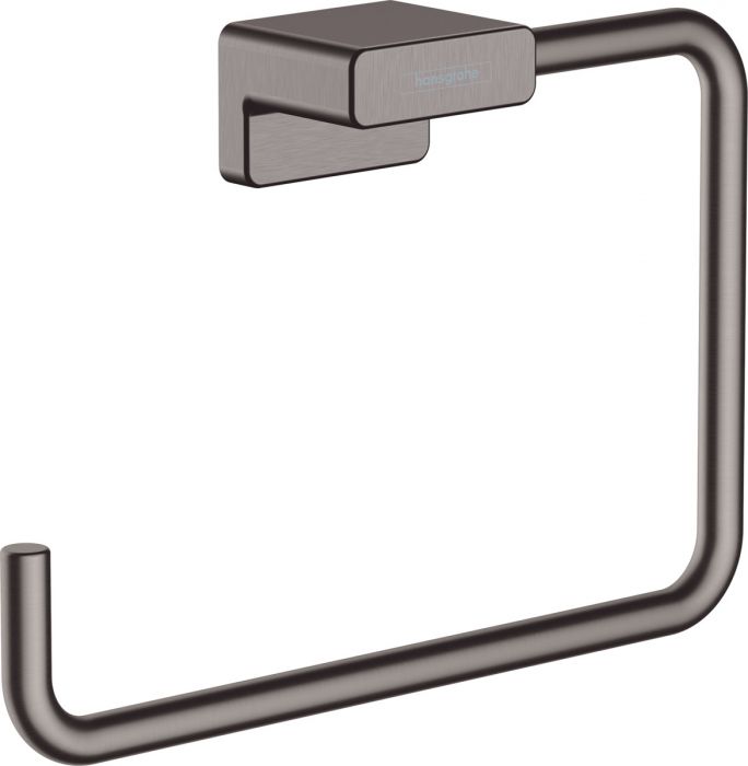 Wieszak na ręcznik typu Ring, ścienny, obrotowy HANSGROHE AddStoris kryte mocowanie metalowy 189 x 120 x 40 mm czarny chrom szczotkowany z materiałem montażowym | 41754340