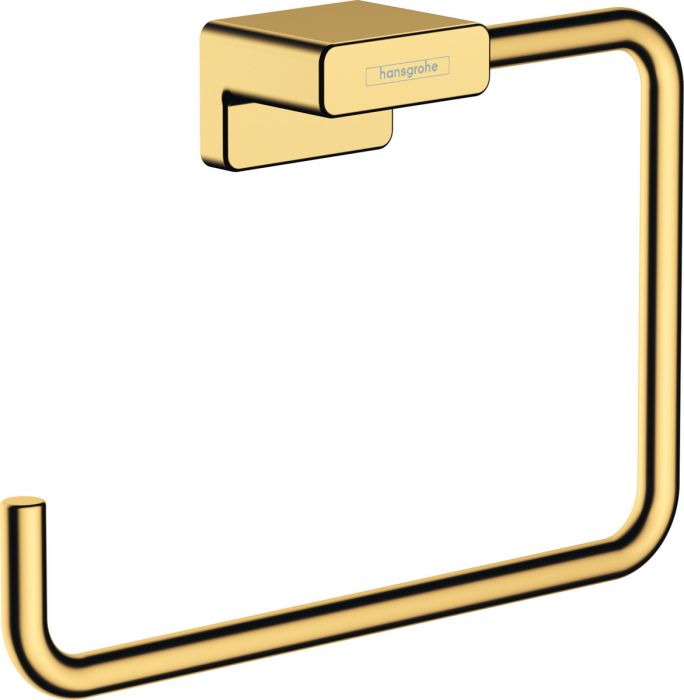 Wieszak na ręcznik typu Ring, ścienny, obrotowy HANSGROHE AddStoris kryte mocowanie, z materiałem montażowym metalowy 189 x 120 x 40 mm złoty optyczny polerowany | 41754990