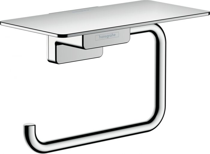 Uchwyt na papier toaletowy ścienny z półką HANSGROHE AddStoris kryte mocowanie metalowy 150 x 80 mm chrom | 41772000