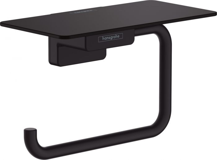 Uchwyt na papier toaletowy ścienny z półką HANSGROHE AddStoris kryte mocowanie metalowy 150 x 80 mm czarny matowy  | 41772670