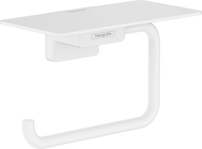Uchwyt na papier toaletowy ścienny z półką HANSGROHE AddStoris kryte mocowanie metalowy 150 x 80 mm biały mat | 41772700