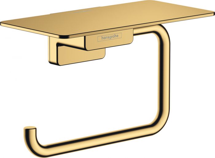 Uchwyt na papier toaletowy ścienny z półką HANSGROHE AddStoris kryte mocowanie metalowy 150 x 80 mm złoty optyczny polerowany  | 41772990