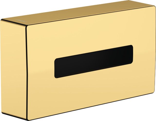AddStoris pudełko na chusteczki z tworzywa ścienne, samoprzylepne, montaż za pomocą śrub 265 x 145 x 62 mm złoty optyczny polerowany