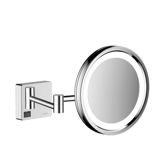 Lusterko kosmetyczne obrotowe z regulacją, z oświetleniem LED, ścienne HANSGROHE AddStoris z krytym mocowaniem, do montażu wymagana jest puszka elektryczna d160 chrom z materiałem montażowym | 41790000