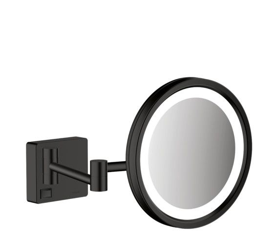 Lusterko kosmetyczne obrotowe z regulacją, ścienne HANSGROHE AddStoris z krytym mocowaniem, do montażu wymagana jest puszka elektryczna d160 czarne mat z materiałem montażowym  | 41790670