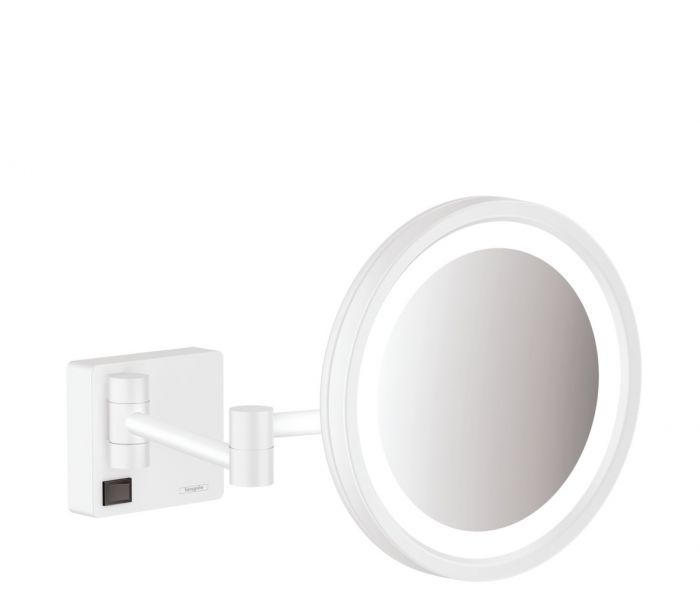 Lusterko kosmetyczne obrotowe z regulacją, ścienne HANSGROHE AddStoris z krytym mocowaniem, do montażu wymagana jest puszka elektryczna d160 białe mat z materiałem montażowym  | 41790700