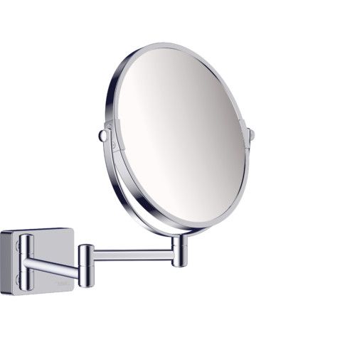 Lusterko powiększenie: x1, x3, ścienne HANSGROHE AddStoris z krytym mocowaniem, kosmetyczne obrotowe z regulacją d188 chrom z materiałem montażowym | 41791000