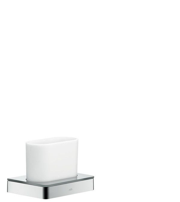 Kubek do mycia zębów ścienny HANSGROHE Axor Universal Accessories metal, szkło rozstaw otworów 108 mm czarny chrom szczotkowany | 42834340