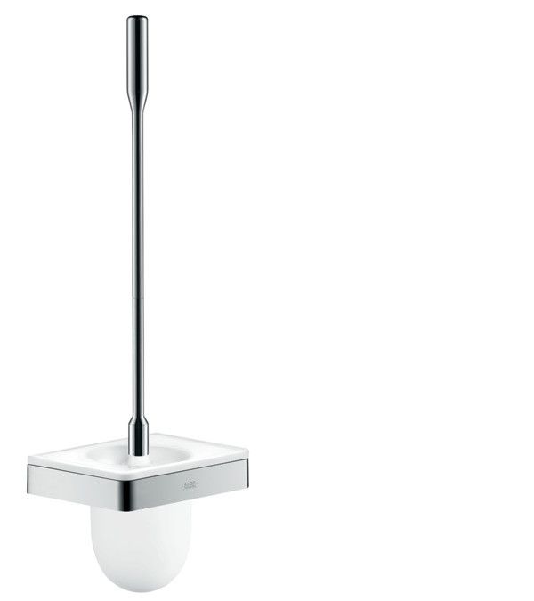 Pojemnik ze szczotką WC podwieszany HANSGROHE Axor Universal Accessories szkło/ metal rozstaw otworów 108 mm czarny chrom szczotkowany | 42835340