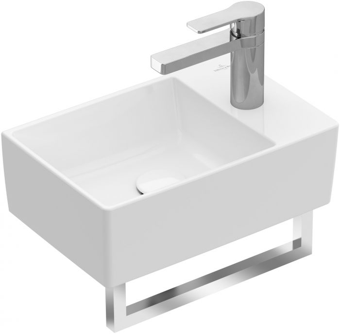 Umywalka TitanCeram VILLEROY & BOCH Memento 2.0 nablatowa mała prostokątny bez otworu bez przelewu 400 x 260 x 135 mm weiss alpin z powłoką CeramicPlus | 432340R1