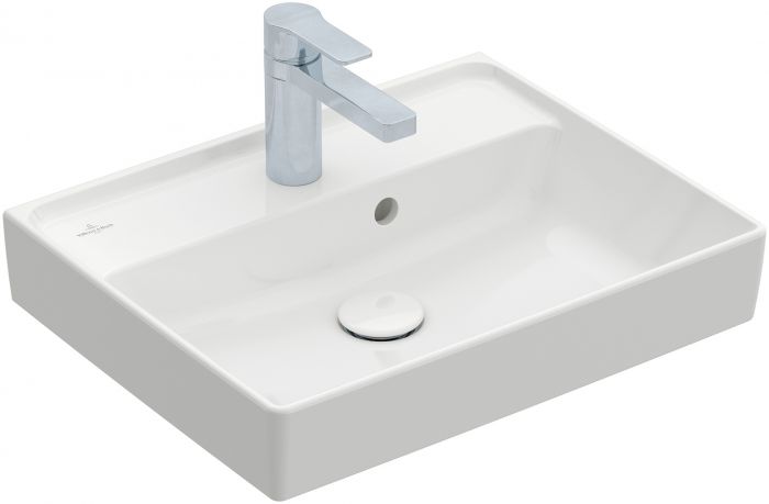 Umywalka TitanCeram VILLEROY & BOCH Collaro meblowa mała prostokątny 1-otworowa z przelewem 500 x 400 mm weiss alpin z powłoką CeramicPlus | 433450R1
