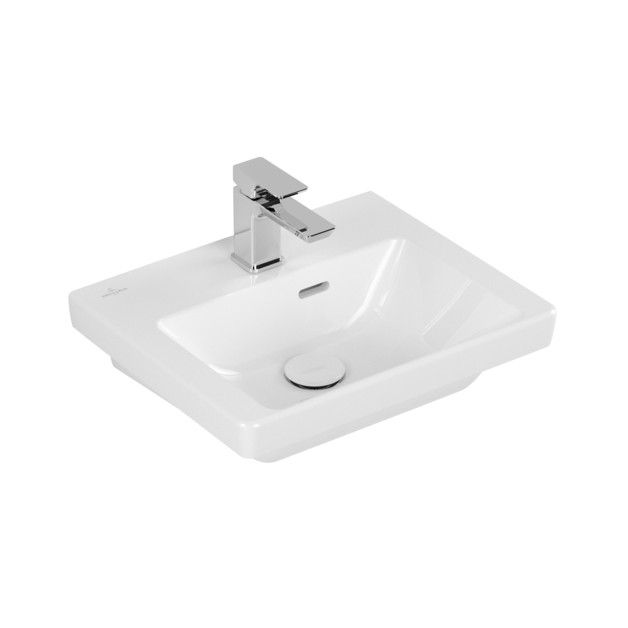 Umywalka ceramiczna VILLEROY & BOCH Subway 3.0 ścienna meblowa mała prostokątny z otworem z przelewem 450 x 370 x 145 mm weiss alpin bez powłoki  | 4370FK01