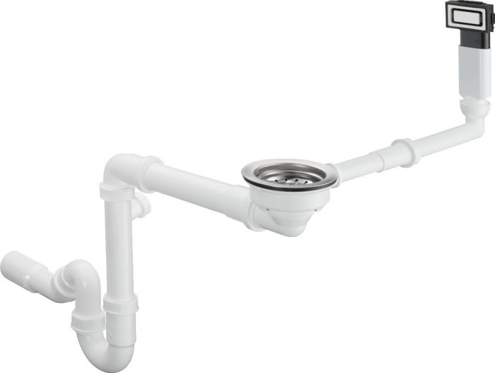 Zestaw przelowowo-odpływowy manualny ze stali szlachetnej HANSGROHE D14-10 d40/50, zawór sitkowy: 3 1/2", 1 1/2" z rurą odpływową i syfonem | 43921800