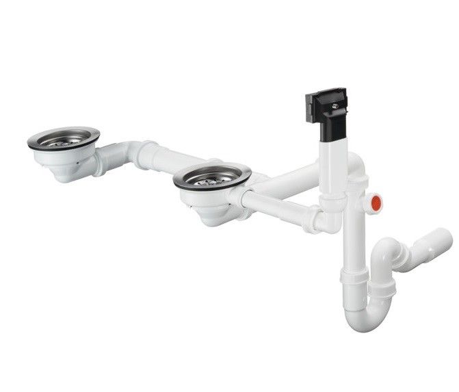 Zestaw przelowowo-odpływowy manualny chrom do zlewozmywaka podwójnego S510 HANSGROHE D17-10 | 43928000