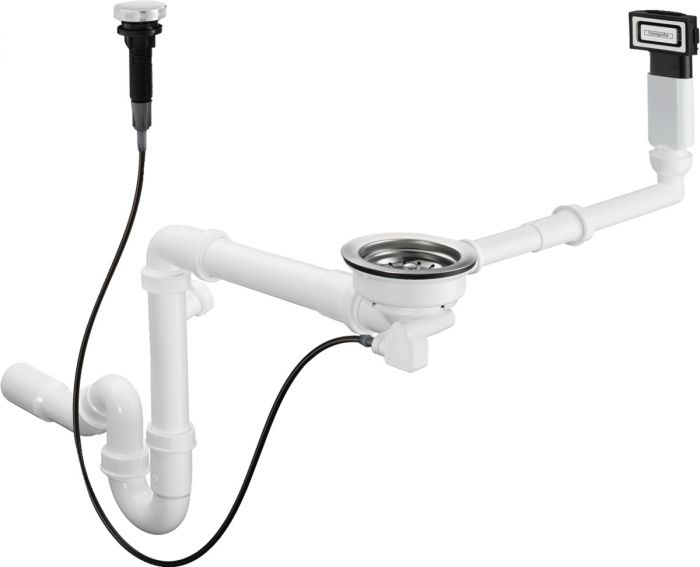 Zestaw przelowowo-odpływowy automatyczny HANSGROHE D16-11 do pojednczej komory granitowej średnica 40 / 50 chrom | 43937000