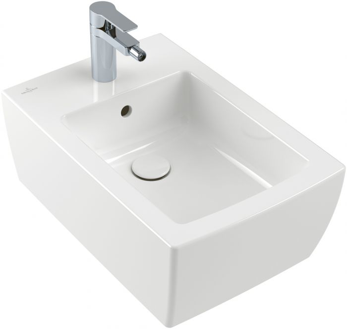 Bidet ceramiczny wiszący z powłoką CeramicPlus VILLEROY & BOCH Memento 2.0 z zestawem montażowym do mocowań ukrytych 37.5 x 56 cm stone white | 443300RW