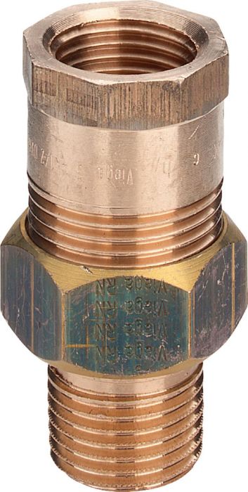 Dwuzłączka z brązu gwintowana z wielokątem, uszczelnienie stożkowe GZ x GW 1/2" 3341