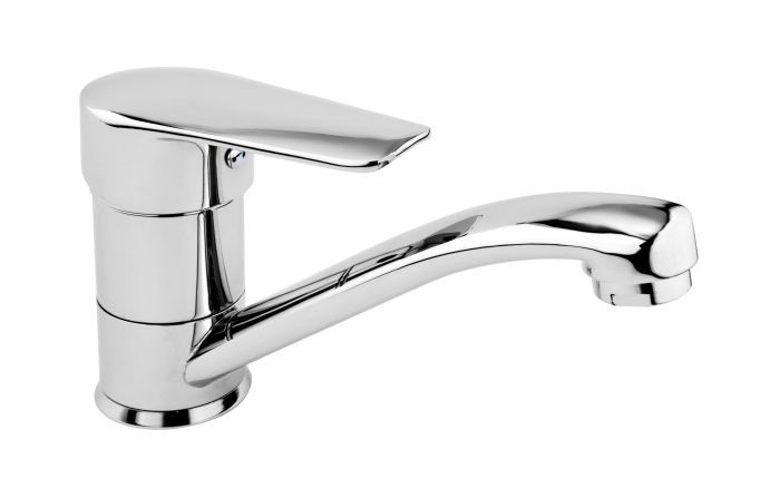 GERMAN bateria umywalkowa stojąca, 1-otworowa, jednouchwytowa zasięg wylewki 150 mm chrom z obrotową wylewką, z napowietrzaczem z zestawem montażowym