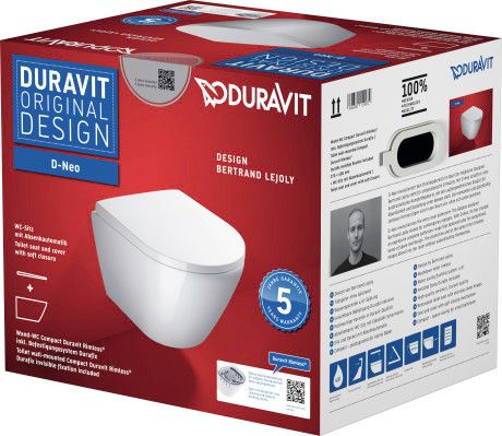 D-Neo zestaw WC biały w komplecie: miska wc lejowa rimless 37x48 258809, deska wc zdejmowana z zamknięciem soft 002169