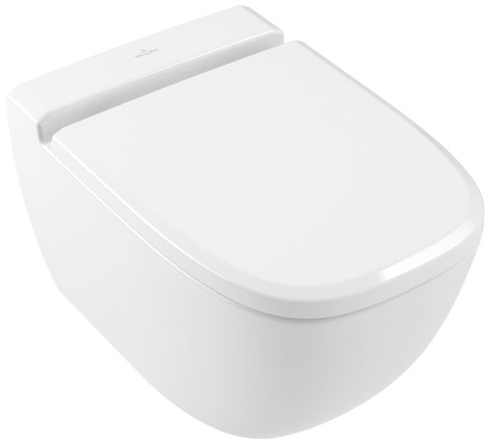 Antheus miska WC ceramiczna wisząca, lejowa, bez kołnierza odpływ poziomy 37.5 x 56 cm weiss alpin z powłoką CeramicPlus 3/4,5 l dołączone elementy mocujące "SupraFix 3.0"