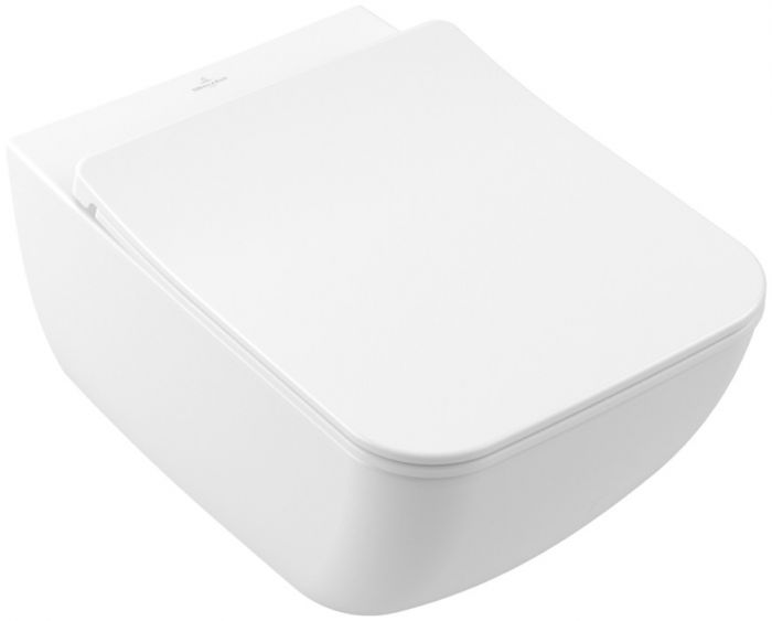 Miska ceramiczna z powłoką CeramicPlus VILLEROY & BOCH Venticello lejowa wisząca bez kołnierza wewnętrznego w komplecie 1 x zestaw mocujący 37.5 x 56 cm stone white | 4611R0RW