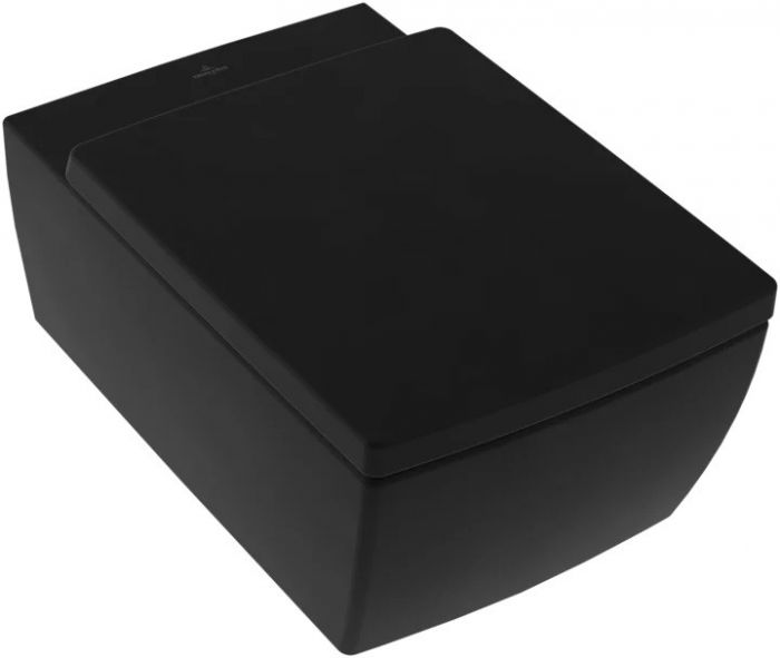 Memento 2.0 miska WC ceramiczna lejowa ścienna bez kołnierza wewnętrznego DirectFlush odpływ poziomy 37.5 x 56 cm ebony z powłoką CeramicPlus 3/4,5 l z systemem oszczędzania wody AQUAREDUCT dołączone elementy mocujące SupraFix 3.0