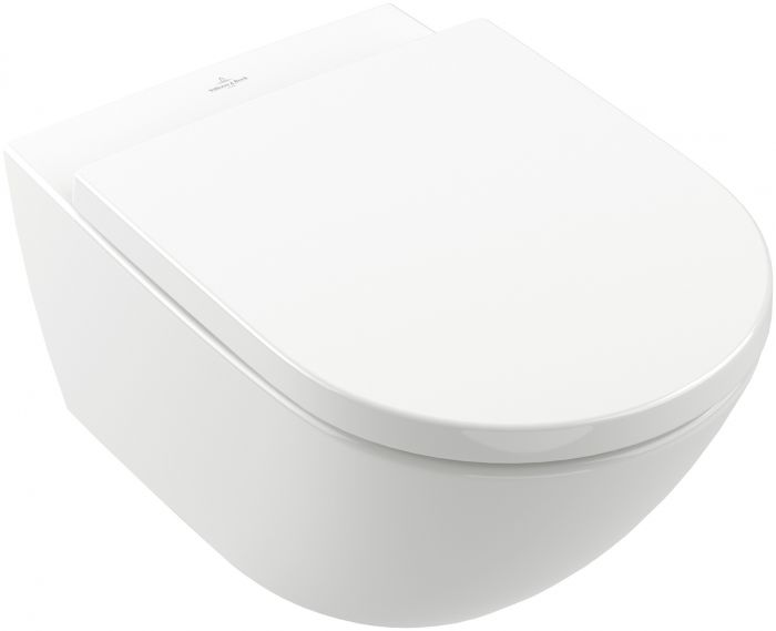 Miska WC podwieszana z powłoką CeramicPlus VILLEROY & BOCH Subway 3.0 lejowa w komplecie zestaw mocujący 37 x 56 cm stone white | 4670T0RW