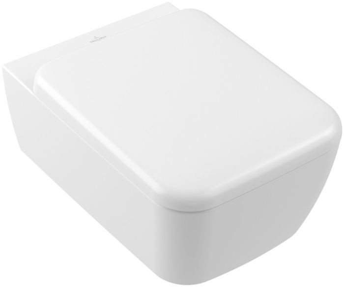 Miska WC wisząca VILLEROY & BOCH Skyla bez kołnierza wirowa TwistFlush 37 x 53 cm stone white z deską sedesową  | 4682CLRW