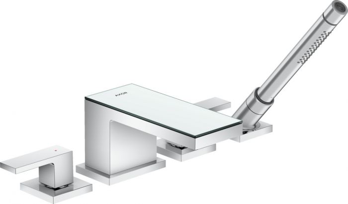 Bateria wannowa montowana na brzeg wanny 4-otworowa HANSGROHE Axor MyEdition 1-uchwytowa 2-otworowa chrom/szkło lustrzane | 47430000