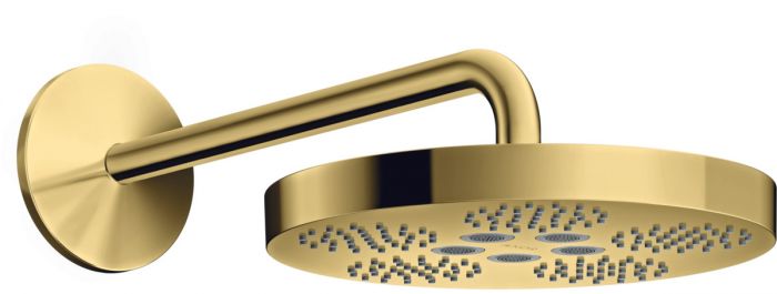 Głowica prysznicowa 1jet HANSGROHE AXOR ONE metalowa ścienna d282 złota optyczna polerowana w komplecie ramię prysznicowe 390 mm  | 48491990