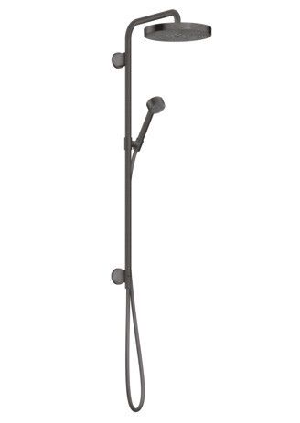 Zestaw prysznicowy 1jet HANSGROHE Axor One podtynkowy czarny chrom szczotkowany w komplecie: głowica prysznicowa 280 mm, główka prysznicowa 75 1jet EcoSmart, przyłącze ścienne, wąż prysznicowy  1600 mm, suwak, drążek prysznicowy  | 48790340