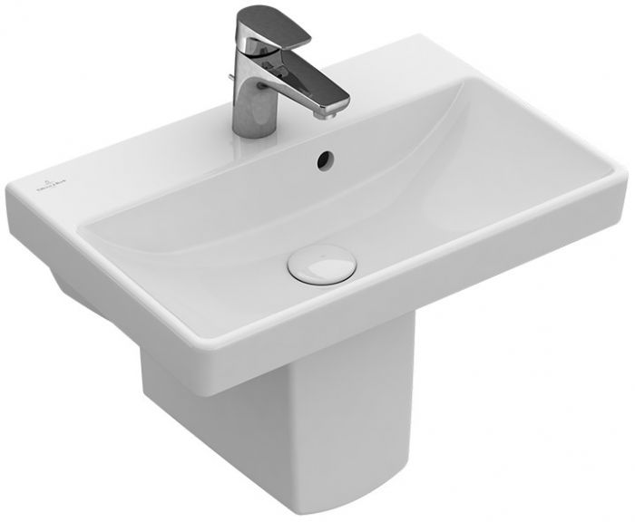 Umywalka ceramiczna VILLEROY & BOCH Avento wisząca mała prostokątny z otworem z przelewem 550 x 370 mm weiss alpin z powłoką CeramicPlus | 4A0055R1