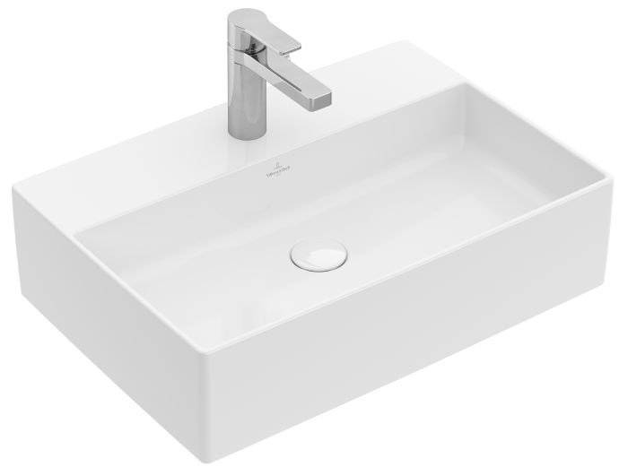 Umywalka TitanCeram VILLEROY & BOCH Memento 2.0 nablatowa prostokątny z otworem 500 x 420 x 135 mm weiss alpin z powłoką CeramicPlus | 4A225LR1