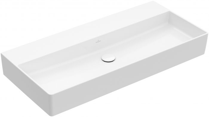 Umywalka TitanCeram VILLEROY & BOCH Memento 2.0 nablatowa prostokątny bez otworu 800 x 470 mm weiss alpin bez powłoki  | 4A228G01